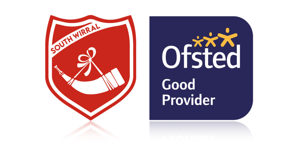 the south wirral high school logo next the Ofsted logo
