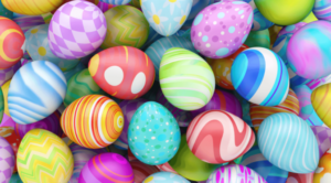 Easter eggs piled up against each other