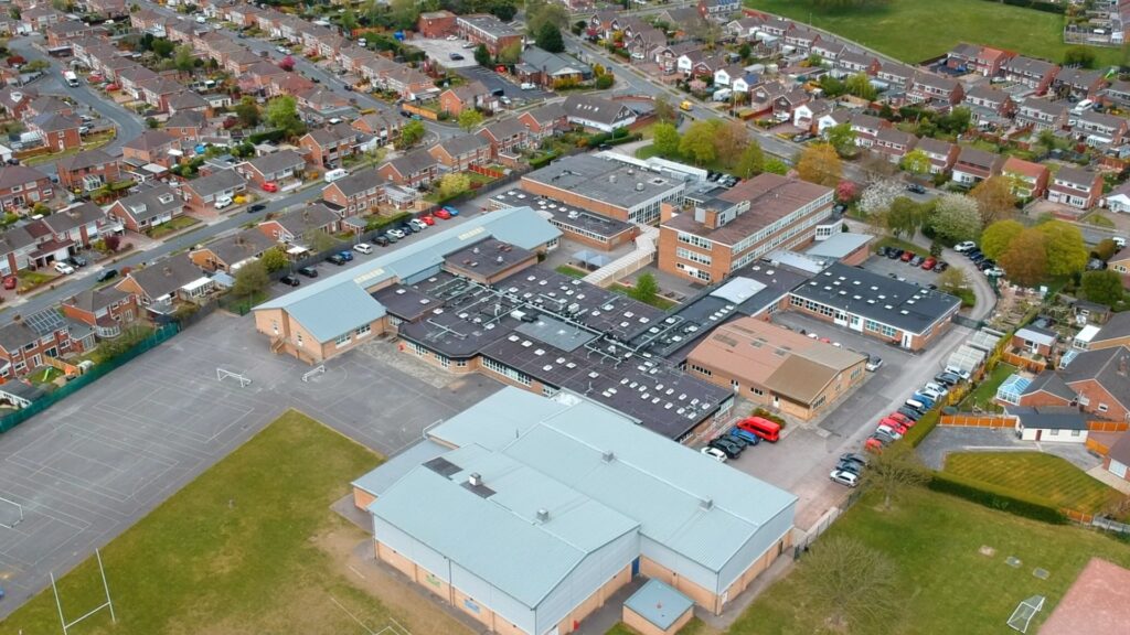 a birds eye view of South Wirral High School