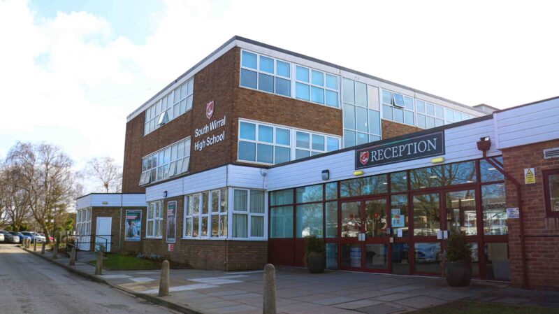 South Wirral High School main building taken from the front of the school